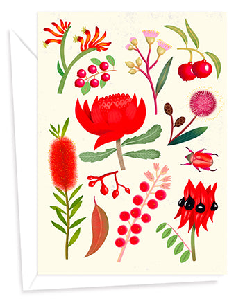 Red Aussie Flora Card